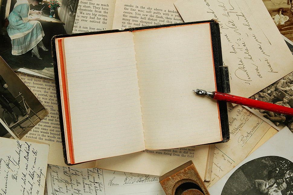 white open spiral note with pen HD wallpaper
